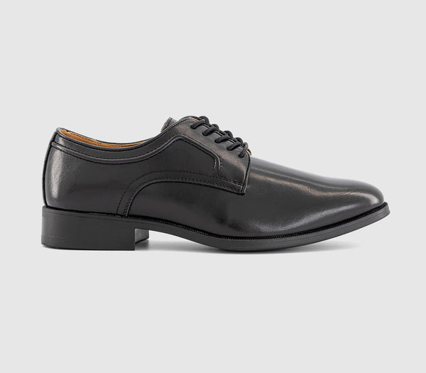 Mens OFFICE Marvin Stitch Detail Plain Toe Derby Shoes Black