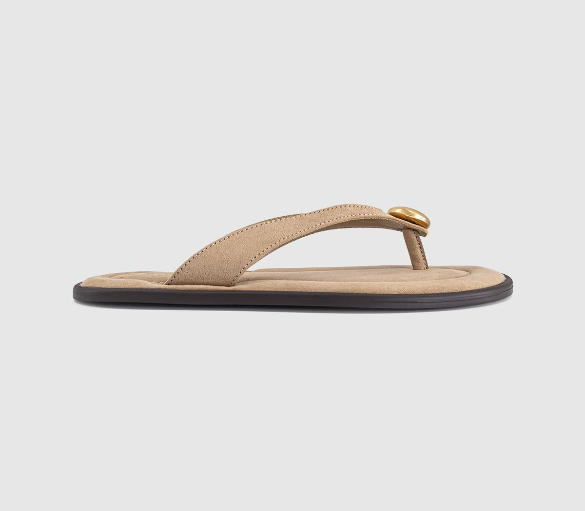 Womens OFFICE Sardinia Hardware Toe Post Sandals Taupe
