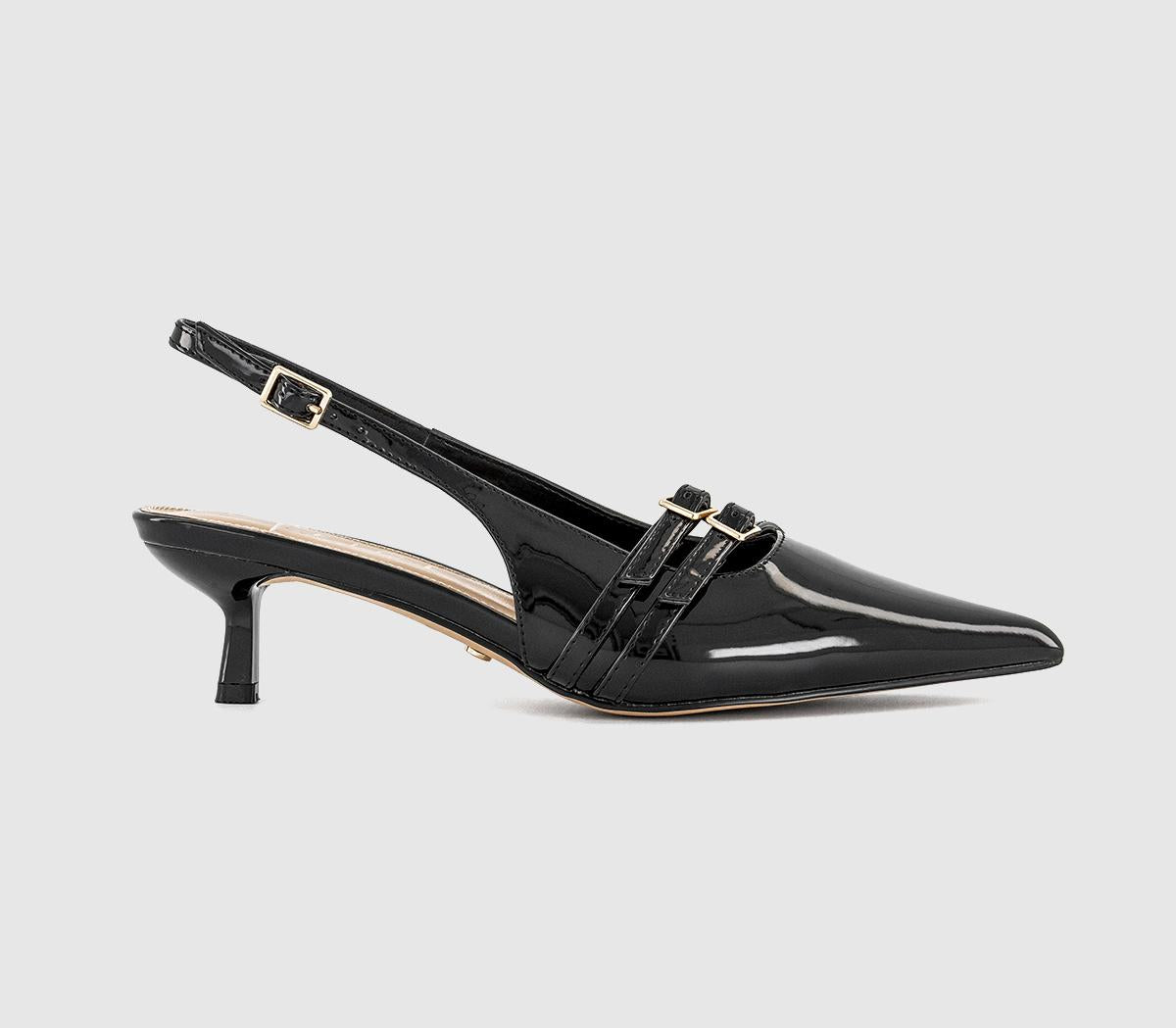 Womens OFFICE Maizie Buckle Slingback Court Heels Black