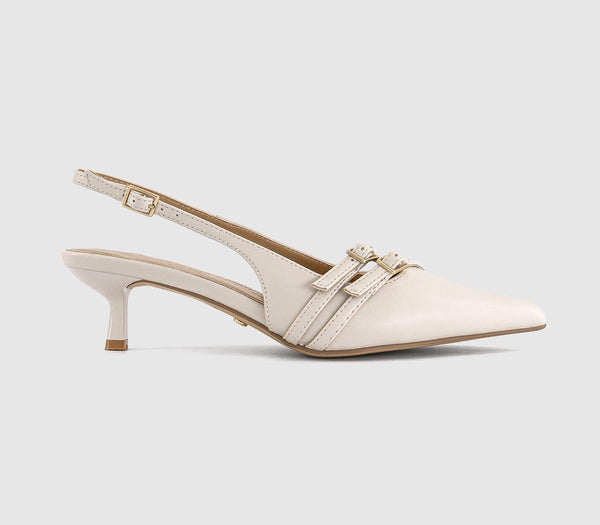 Womens OFFICE Maizie Buckle Slingback Court Heels Off White