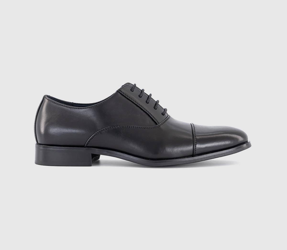 Mens OFFICE Myddle Punch Detail Toe Cap Oxford Shoes Black