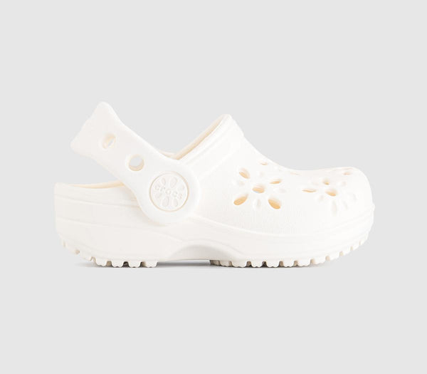 Kids Crocs Classic Floral Cut Out Toddler Clogs Chalk