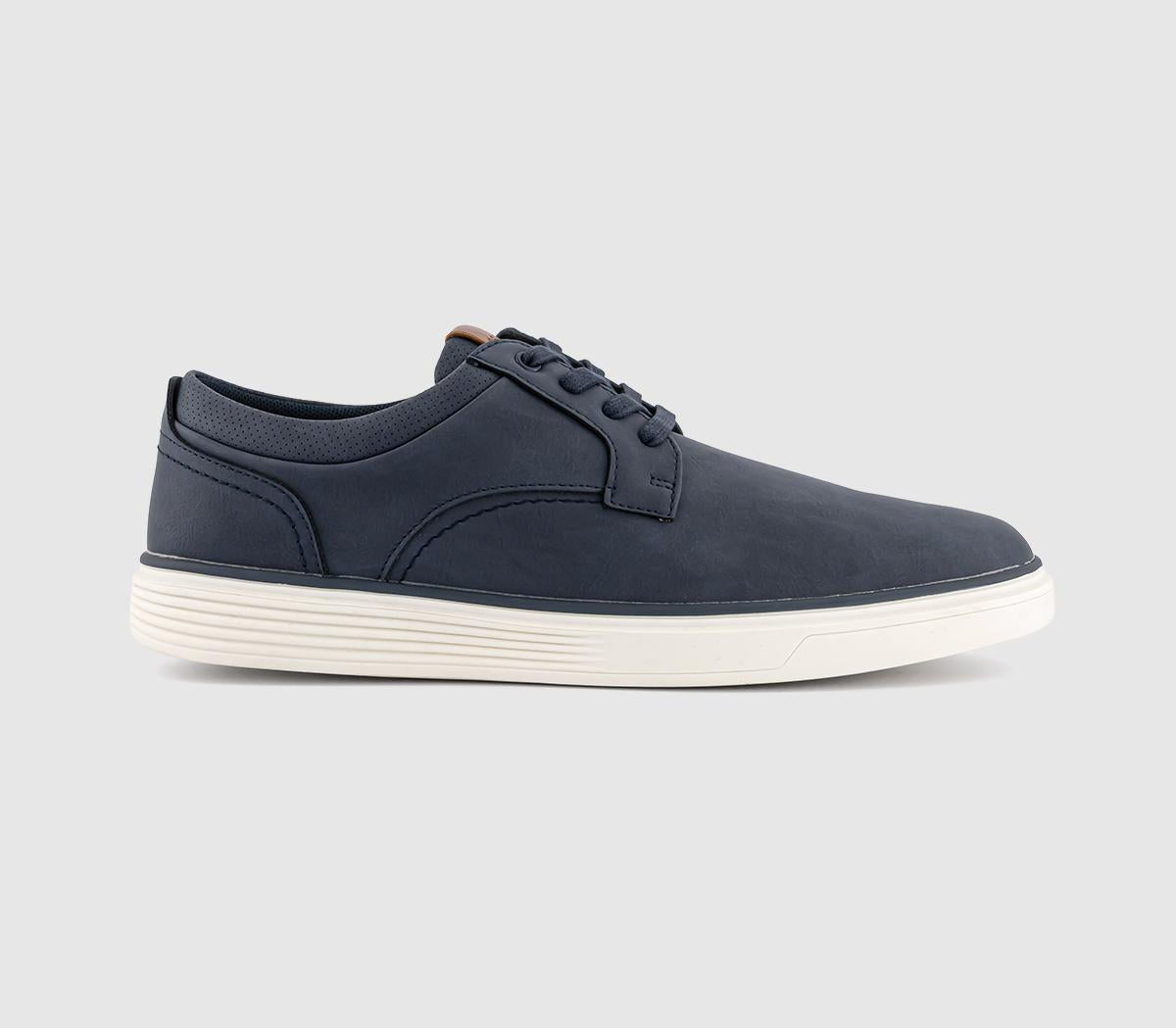 OFFICE Cassius Perf Collar Detail Lace Up Trainers Navy