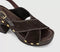 Womens OFFICE Miley Cross Over Wood Effect Heeled Sandals Chocolate Suede