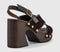 Womens OFFICE Miley Cross Over Wood Effect Heeled Sandals Chocolate Suede