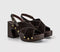 Womens OFFICE Miley Cross Over Wood Effect Heeled Sandals Chocolate Suede