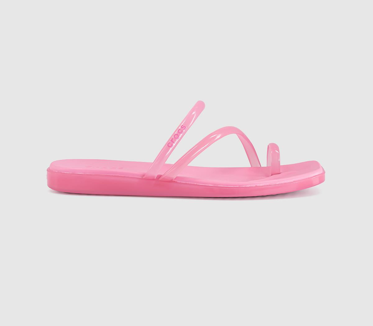 Womens Crocs Miami Toe Loop Sandals Pink Lemonade Jelly