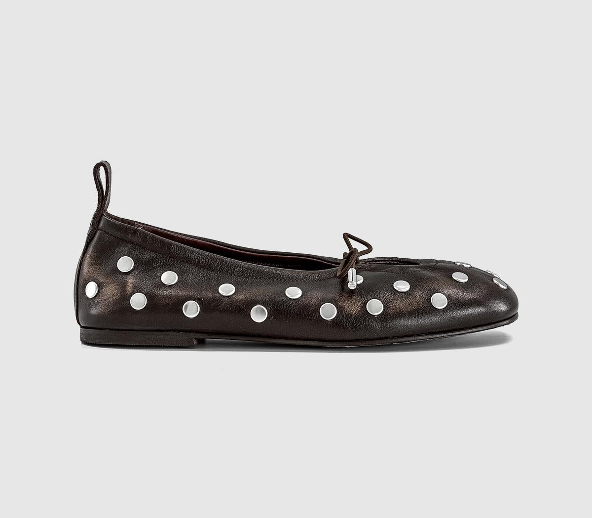 Womens ALOHAS Rosalind Ballet Pumps Vintage Brown Studs