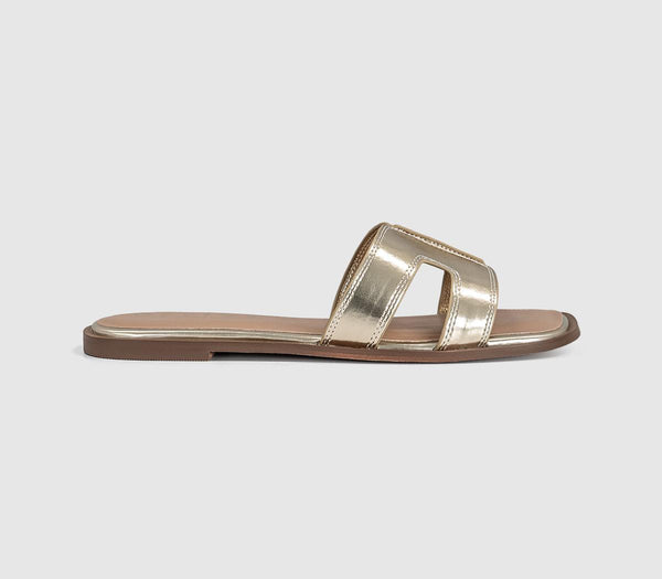 Womens OFFICE Slade Cut Out Sliders Gold