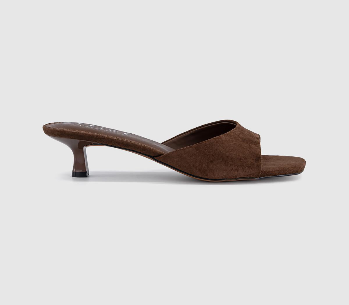Womens OFFICE Minnie Kitten Heel Mules Brown