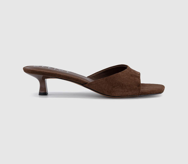 Womens OFFICE Minnie Kitten Heel Mules Brown