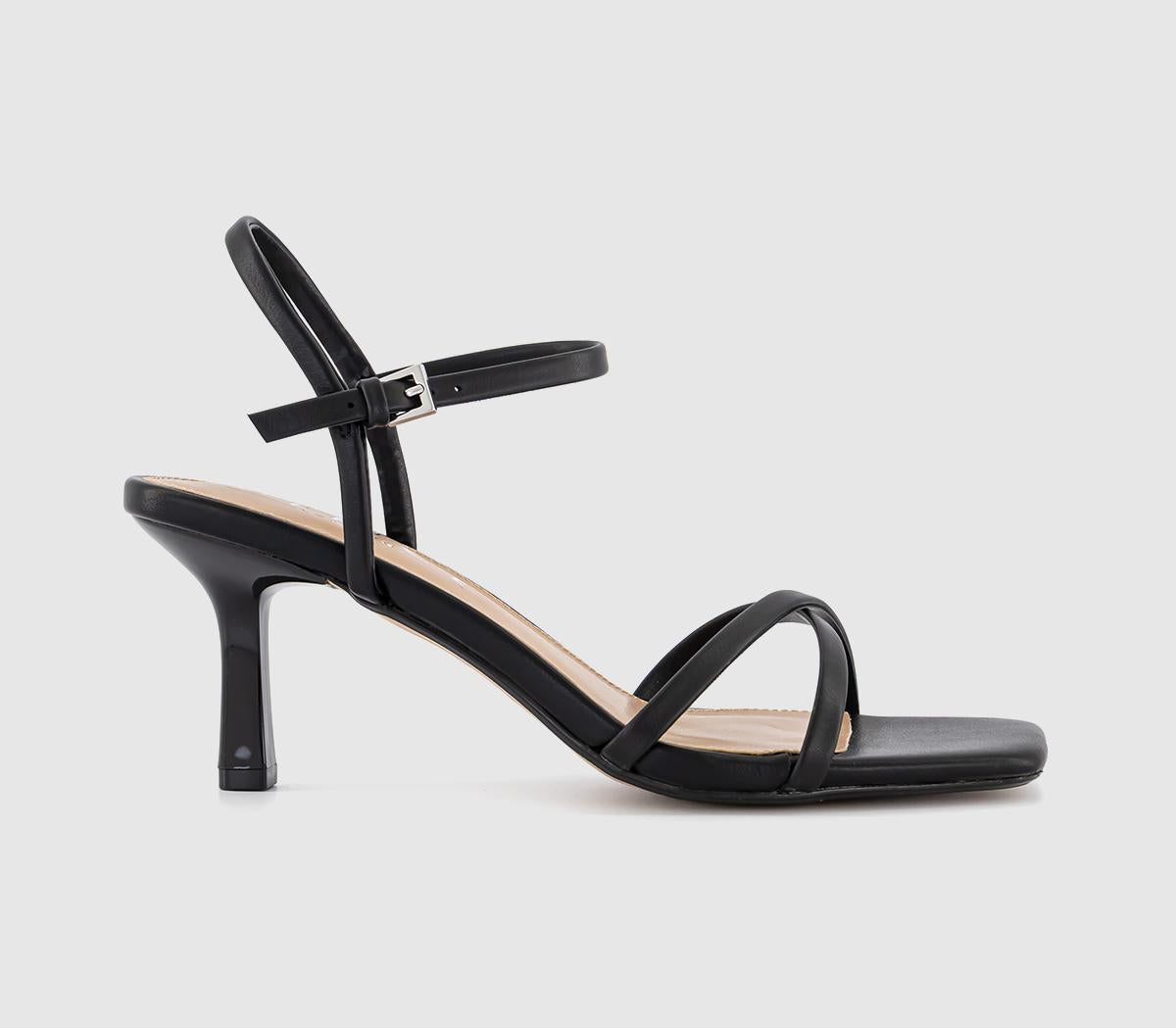 Womens OFFICE Micky Cross Over Skinny Strap Sandals Black