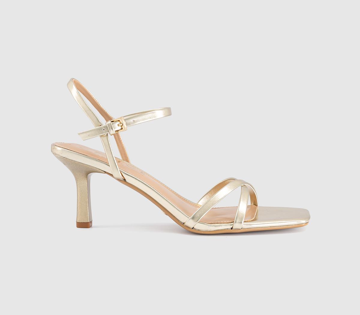 Womens OFFICE Micky Cross Over Skinny Strap Sandals Gold