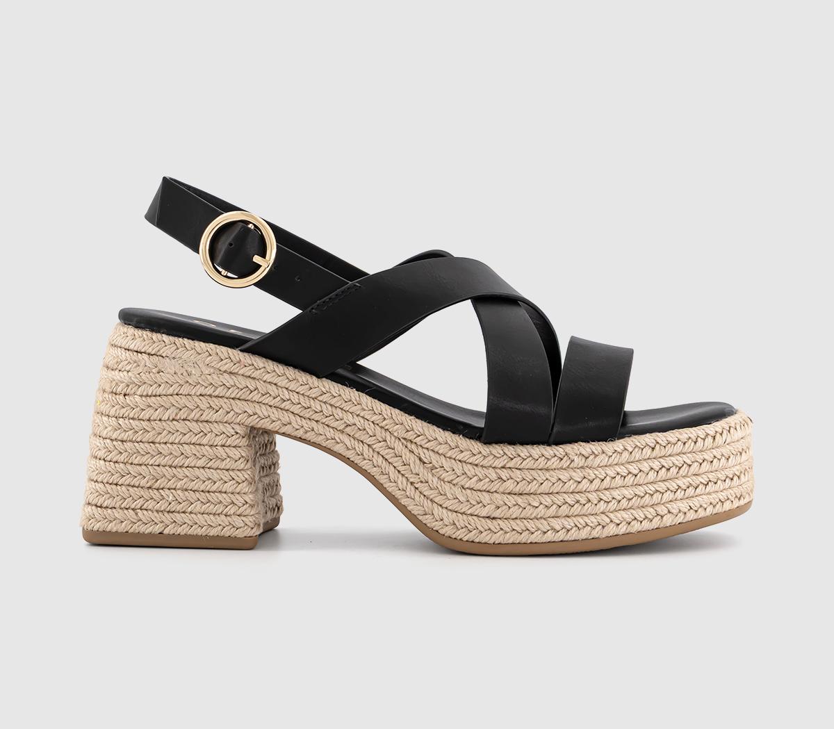 Womens OFFICE Menorca Espadrille Block Heel Sandals Black