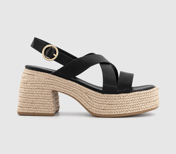 Womens OFFICE Menorca Espadrille Block Heel Sandals Black