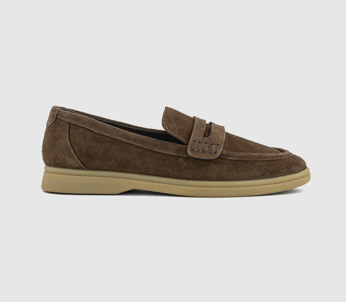 Womens OFFICE Fairbanks Gum Sole Loafers Brown Suede