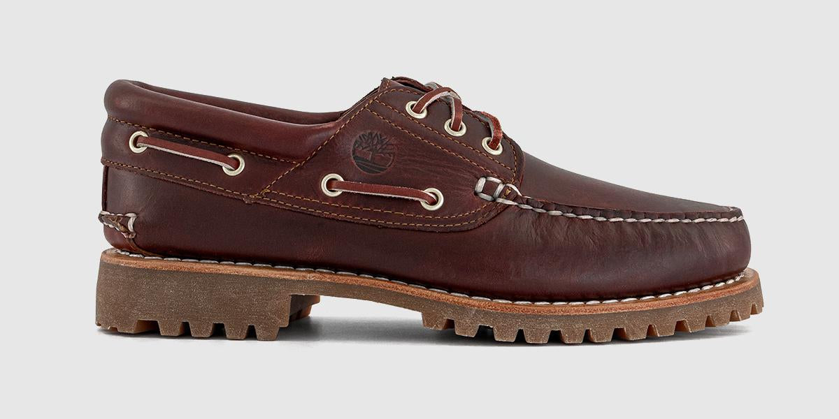 Mens Timberland Authentic 3 Eye Lug Boat Shoe Burgundy Leather