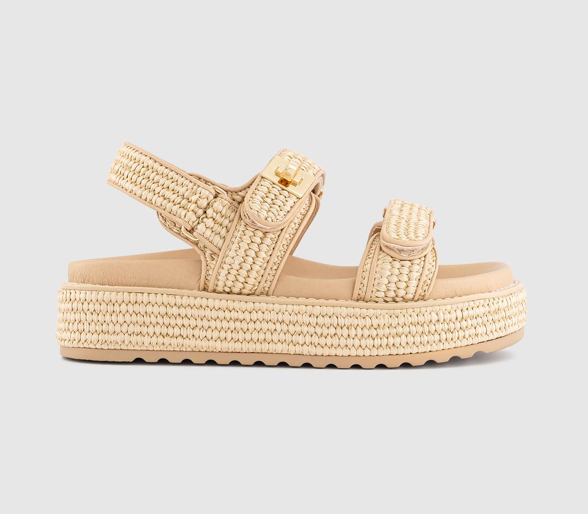 Womens Steve Madden Big Mona Raffia Sandals Cream Raffia