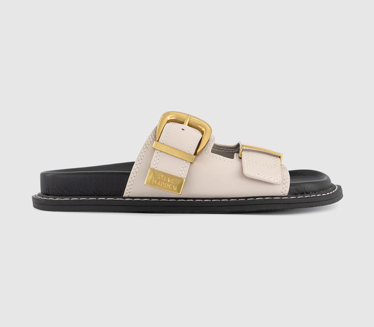 Womens Steve Madden Arch-E Buckle Sandals Bone Leather
