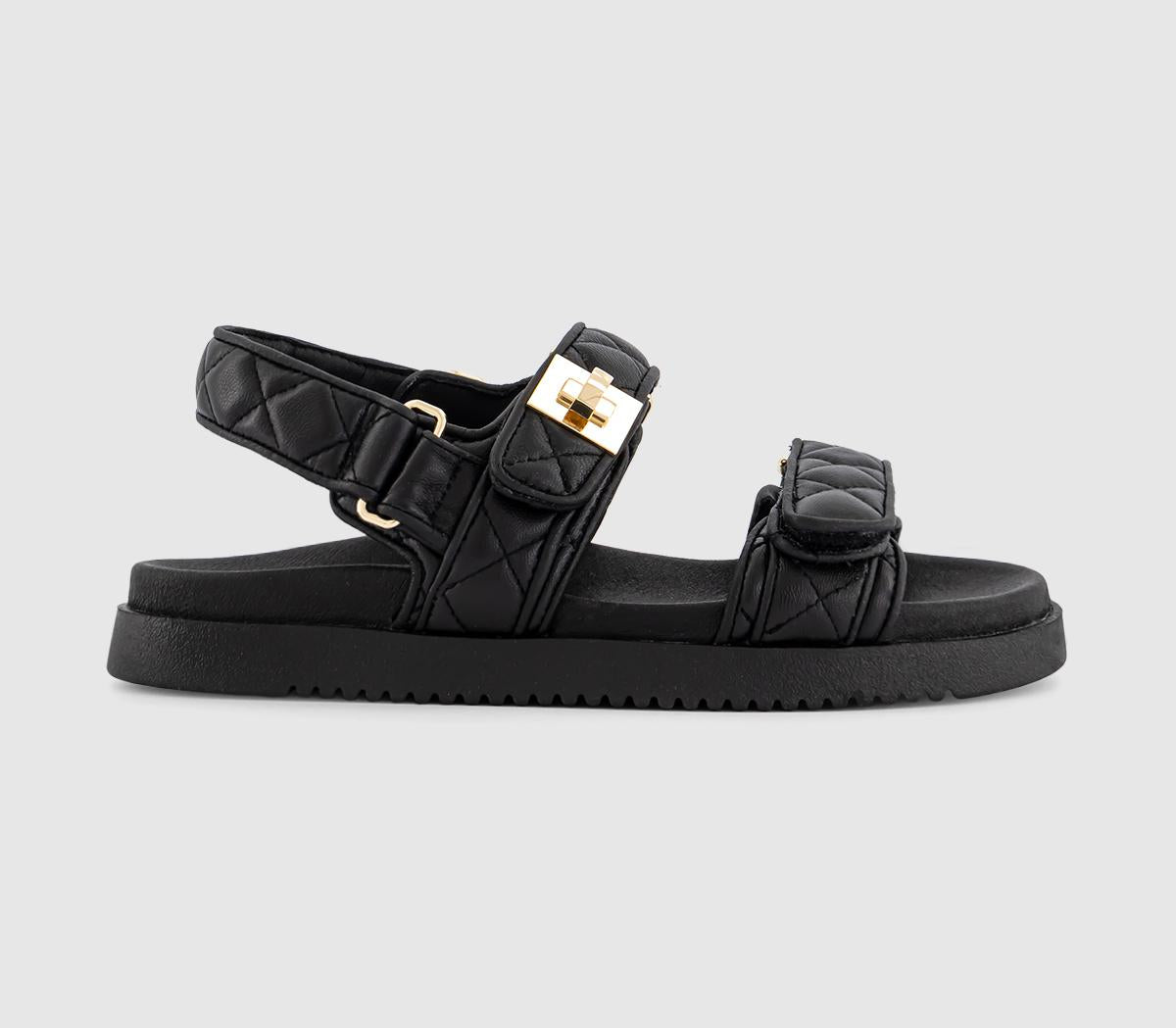 Womens Steve Madden Mona Quilted Sandals Black