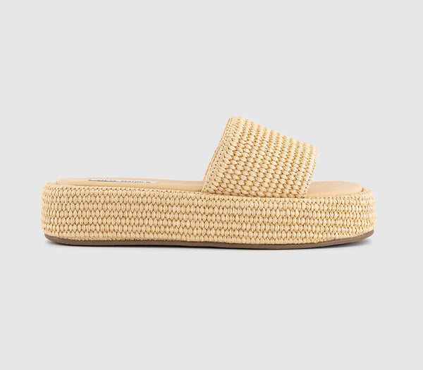Womens Steve Madden Beachy Raffia Slides Cream Raffia