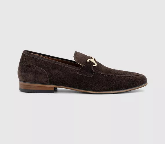 Mens OFFICE Miller Snaffle Loafers Brown Suede
