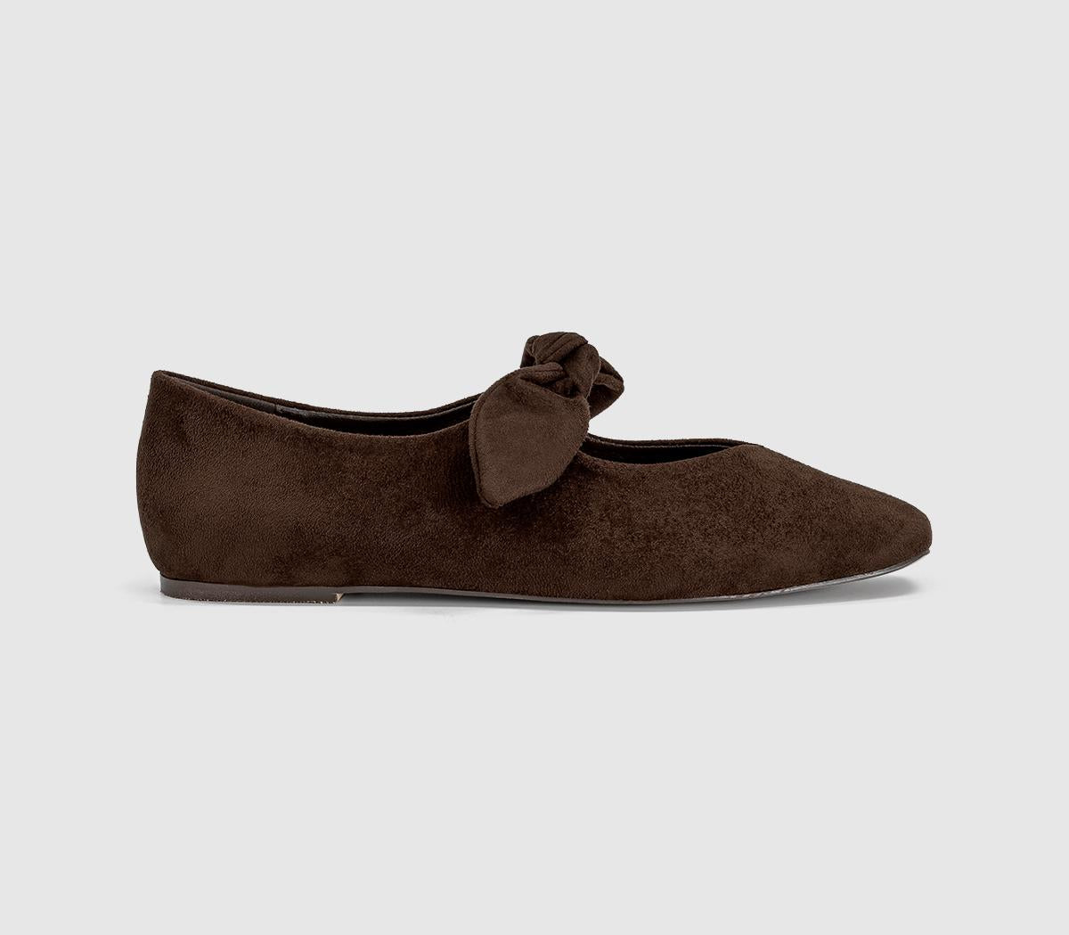 Womens OFFICE Fliss Bow Ballerina Flats Brown
