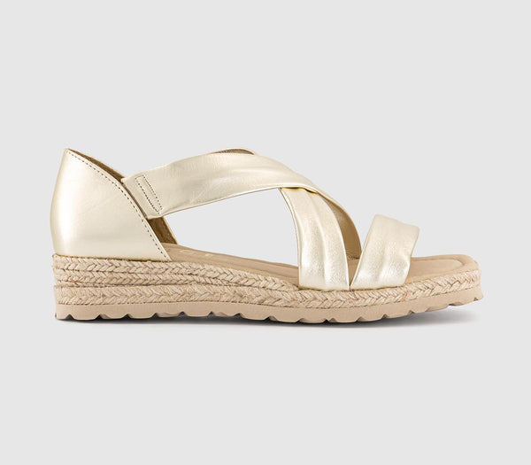 Womens OFFICE Sailor Cross Strap Espadrille Sandals Gold