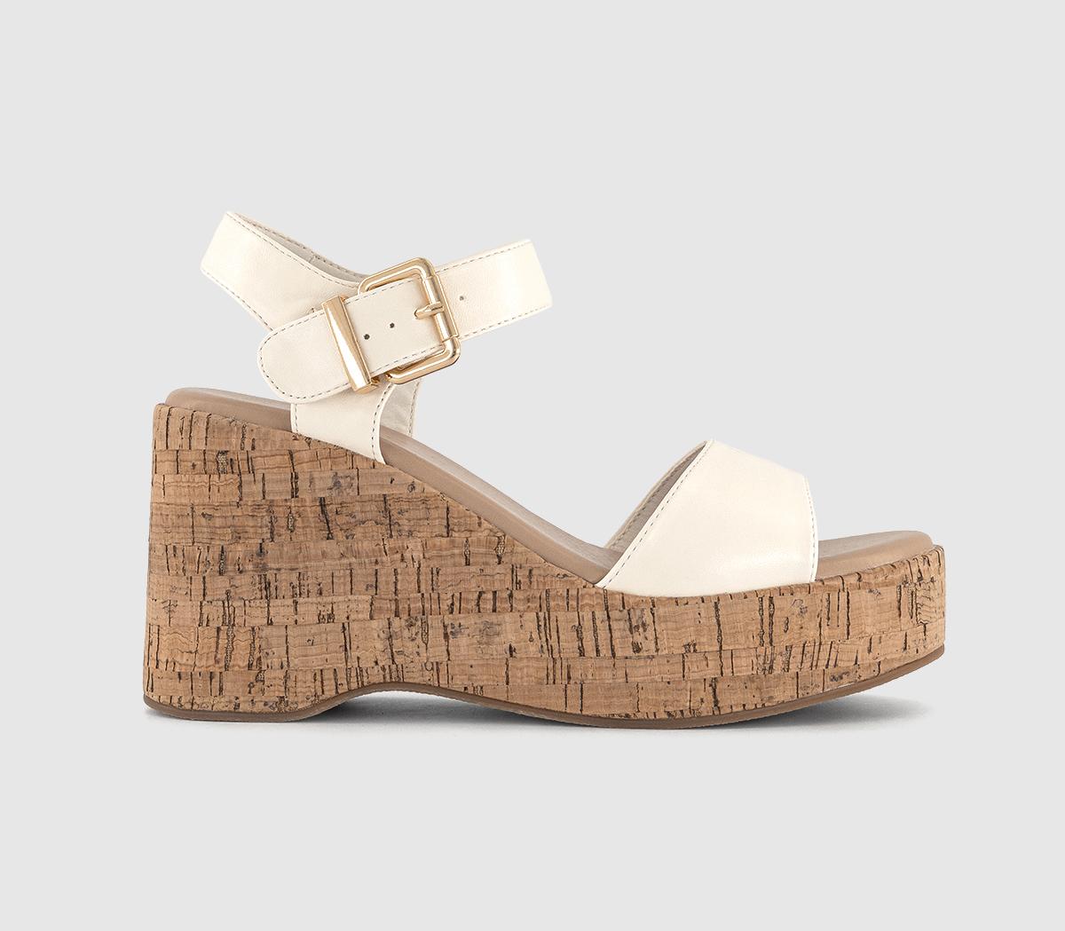 Womens OFFICE Hudson Cork Wedge Sandals Off White
