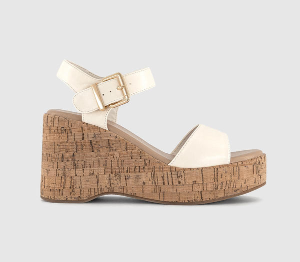 Womens OFFICE Hudson Cork Wedge Sandals Off White