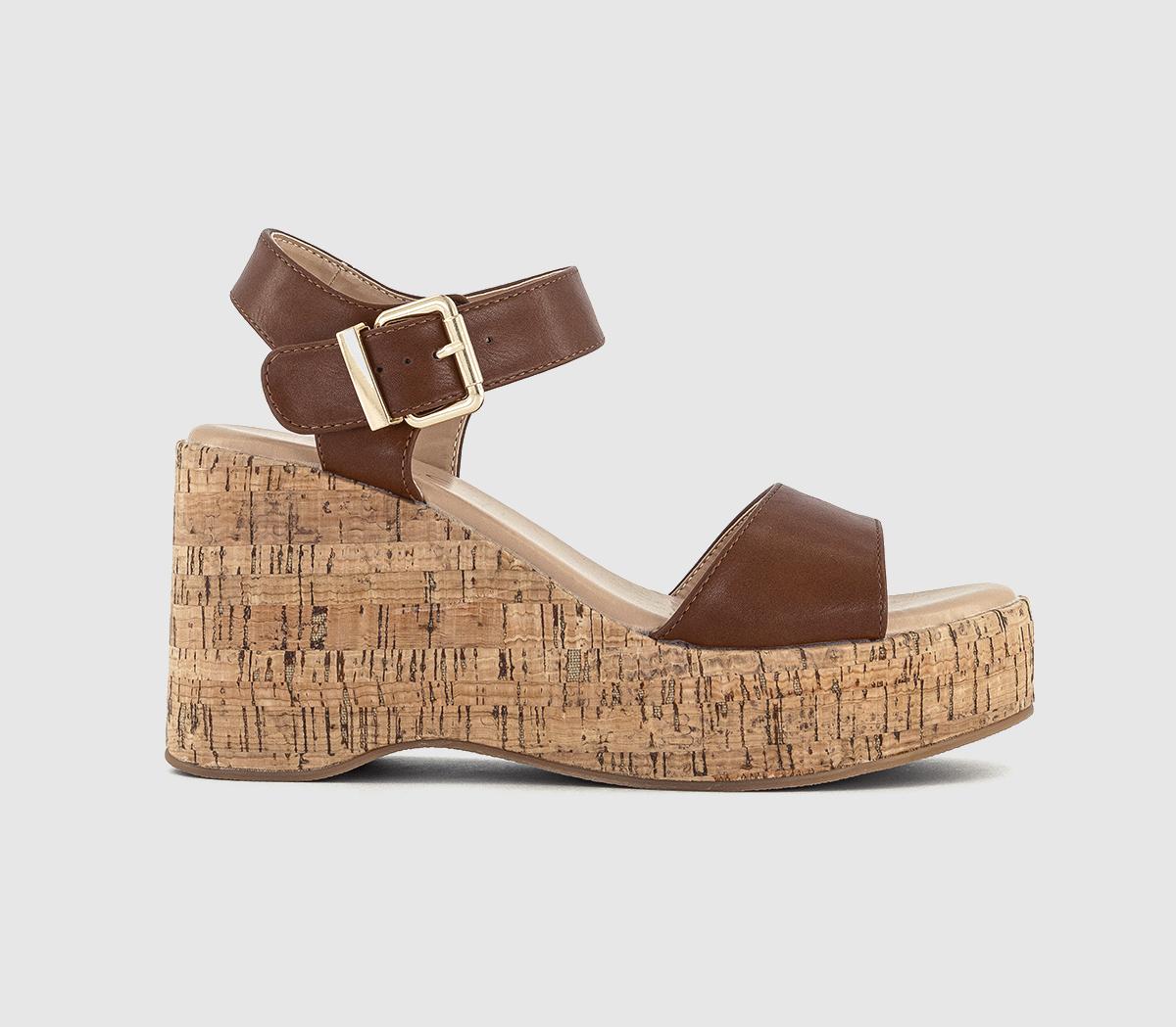 Womens OFFICE Hudson Cork Wedge Sandals Tan