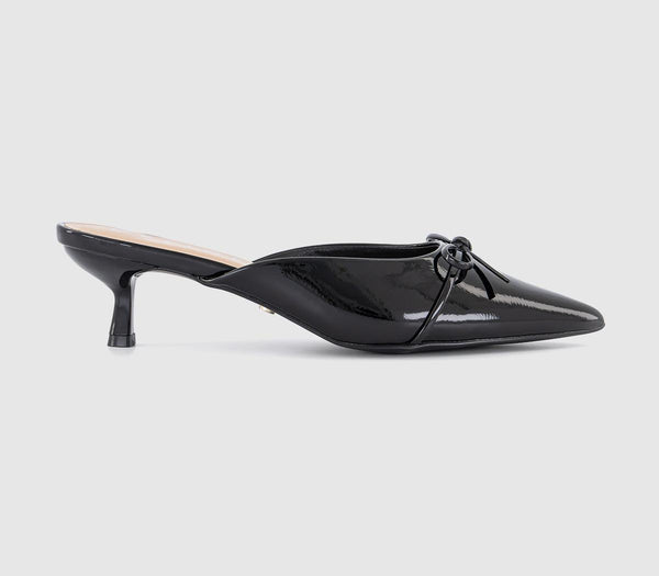 Womens OFFICE Maya Bow Detail Court Mules Black Patent - OFFCUTS SHOES by OFFICE