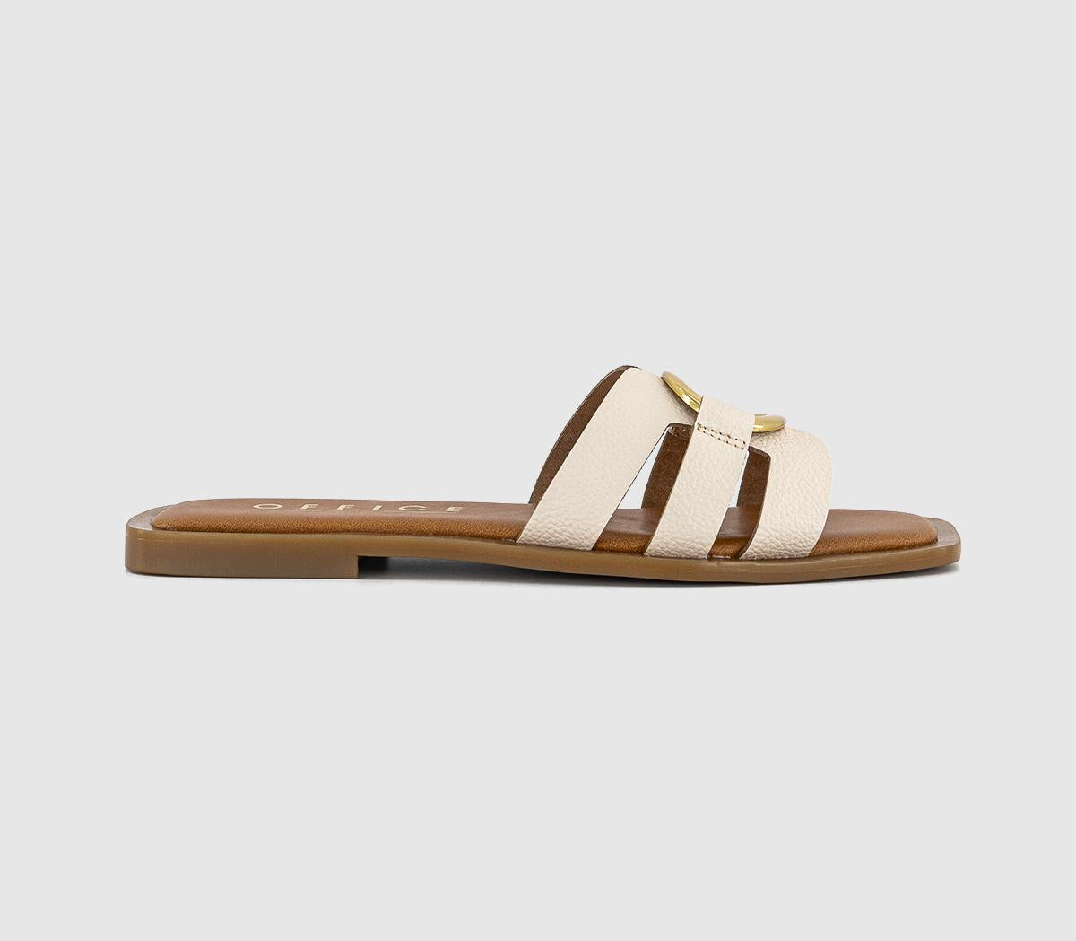 Womens OFFICE Santorini Gold Trim Sandals Off White