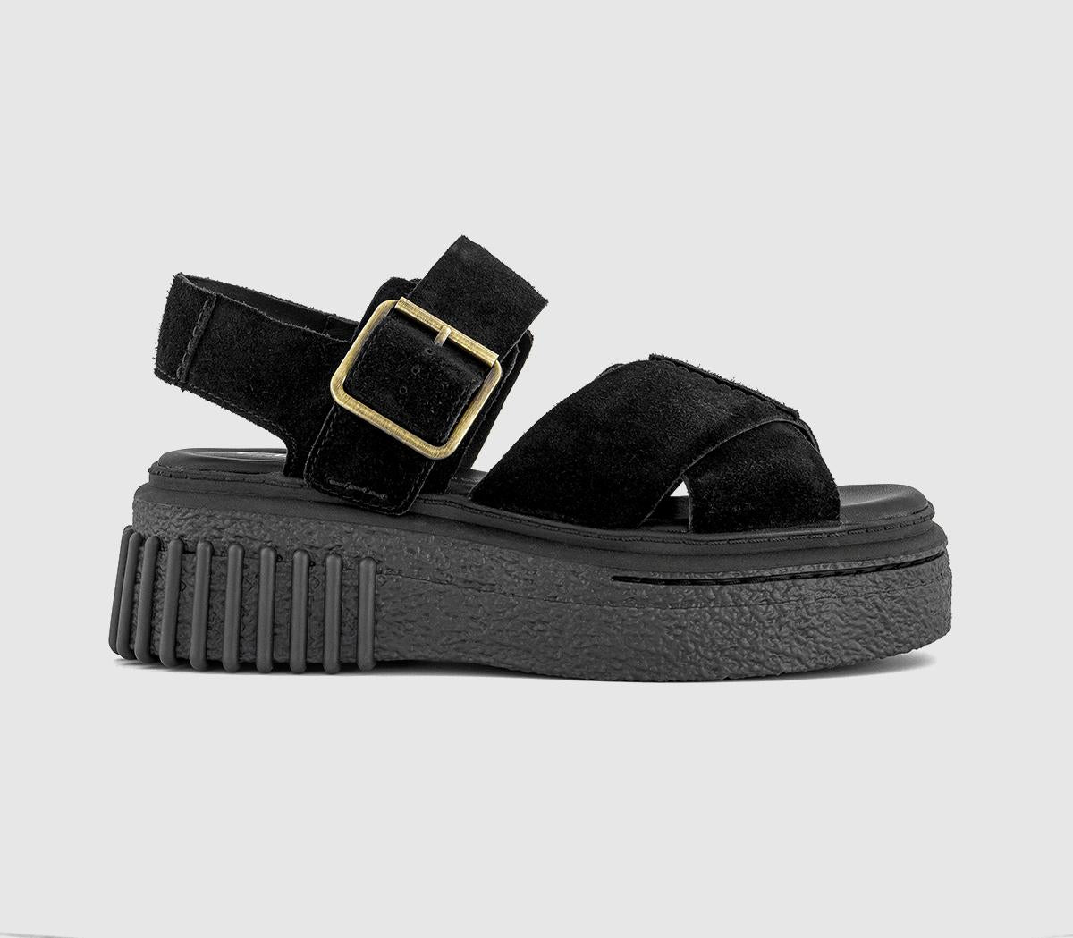 Womens Clarks Originals Evamar Sandal Black Suede