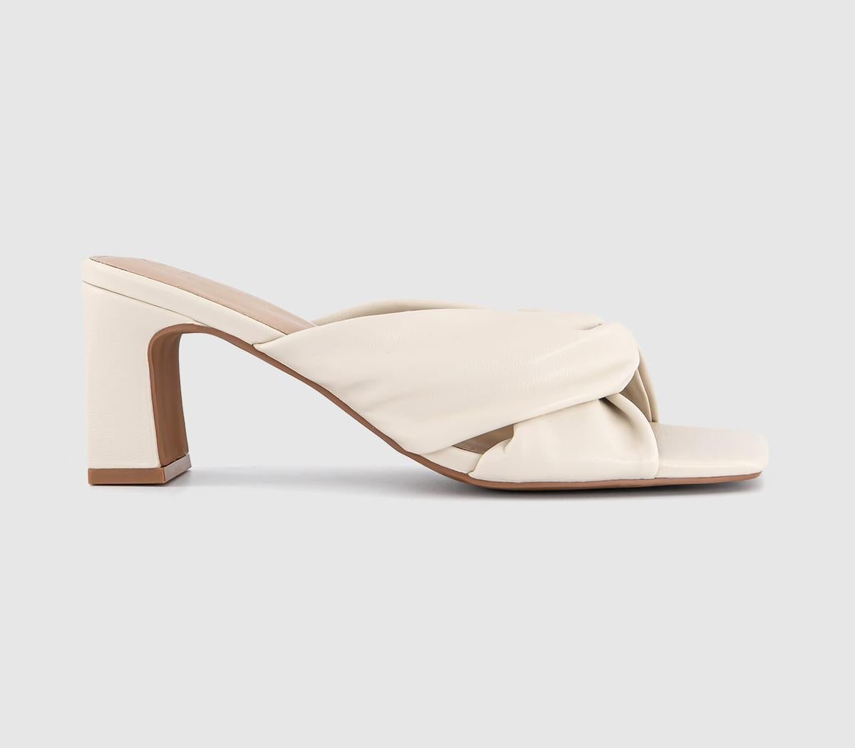 Womens OFFICE Muse Ruched Heeled Mules White