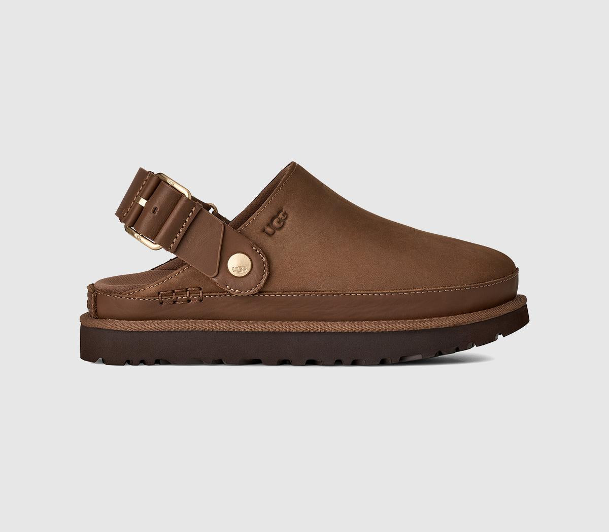 Womens UGG Goldenstar Villa Clogs Dark Chestnut