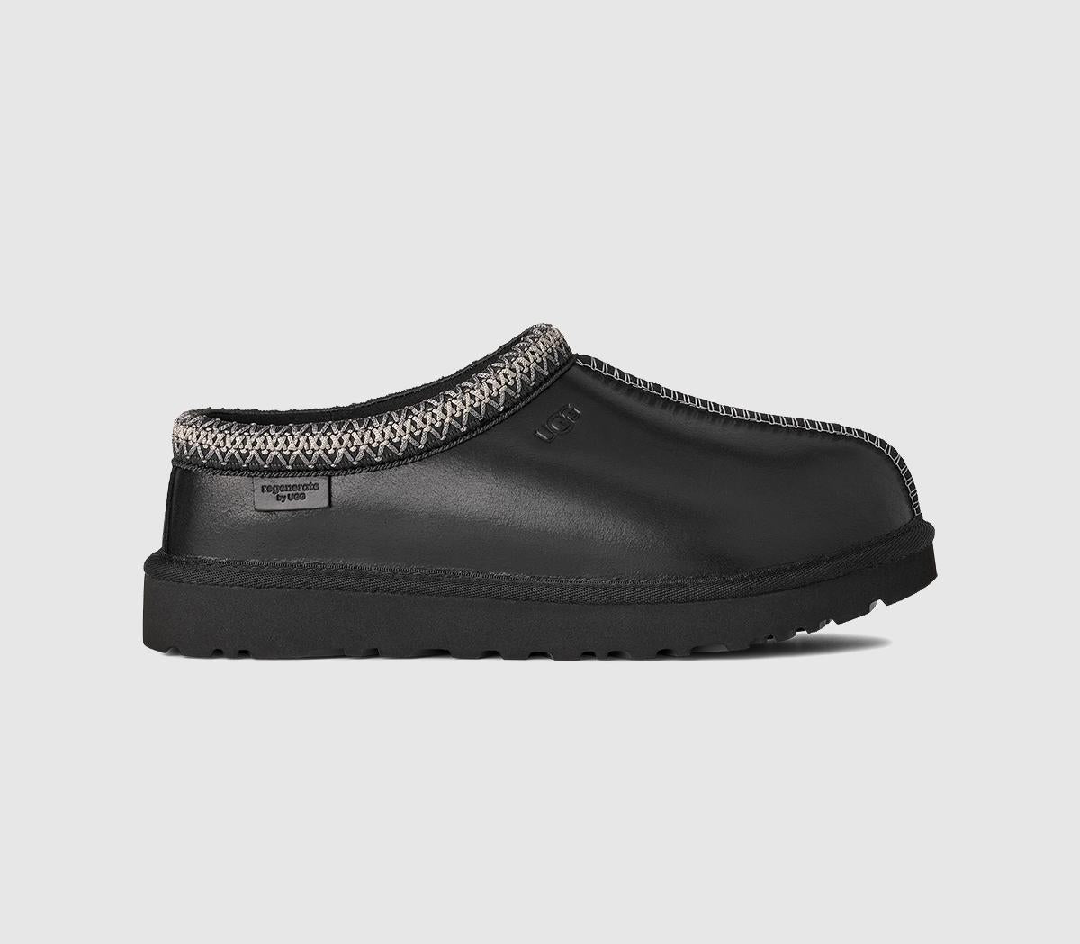 Womens UGG Tasman Leather Regen Slippers Black
