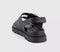 Womens EARTHADDICT Dandelion Slingback Footbed Sandals Black Leather