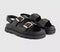 Womens EARTHADDICT Dandelion Slingback Footbed Sandals Black Leather