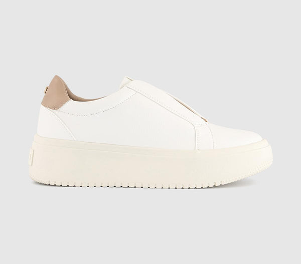 Womens OFFICE Tabby Elastic Slip On Platform Trainers White