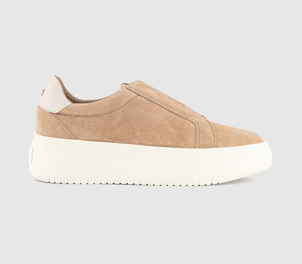 OFFICE Tabby Elastic Slip On Platform Trainers Beige Suede