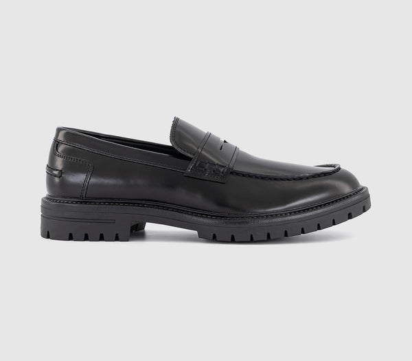Mens OFFICE Moe Chunky Cleat Sole Loafers Black - OFFCUTS SHOES by OFFICE