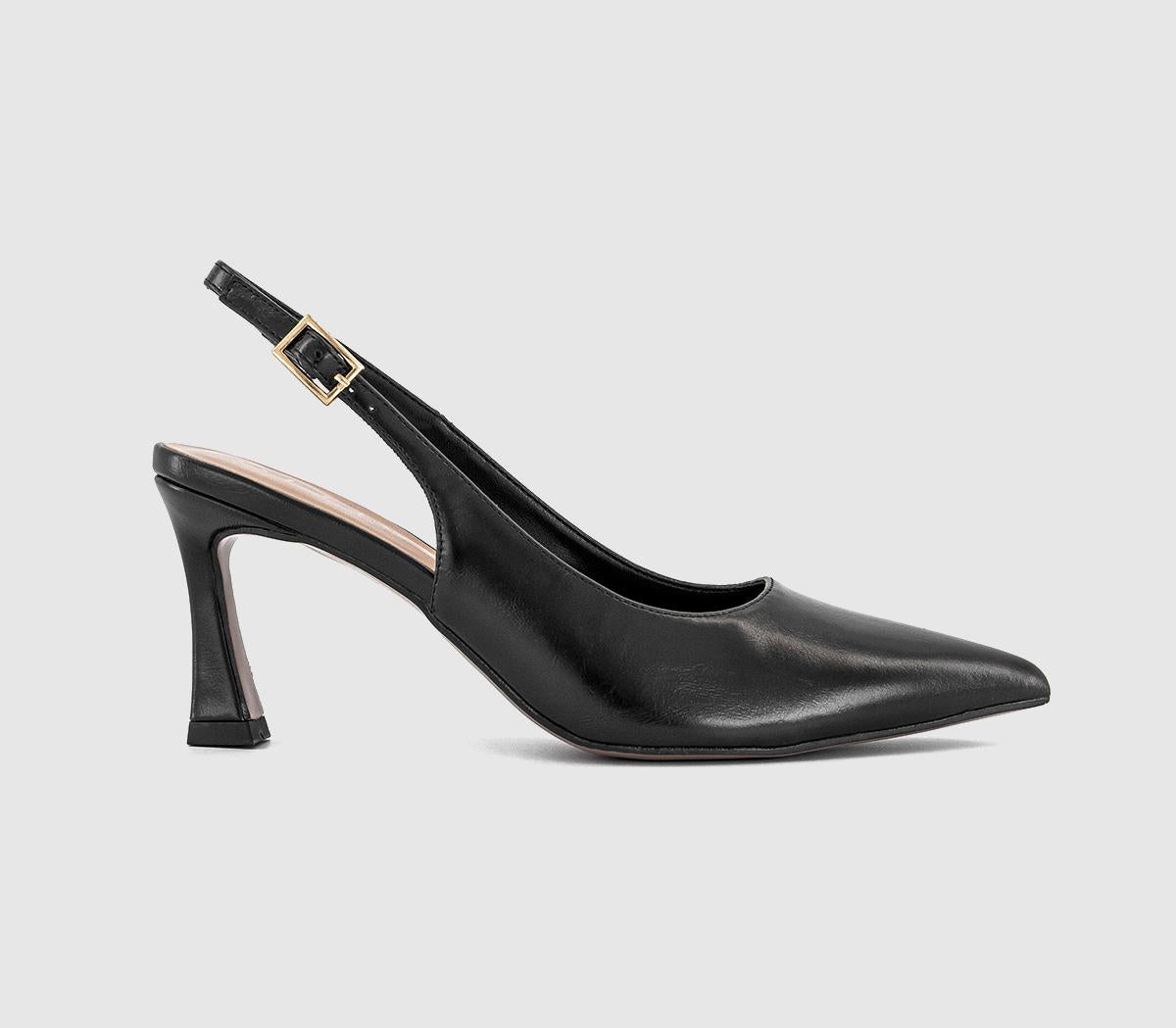 Womens OFFICE Harley Buckle Slingback Court Heels Black
