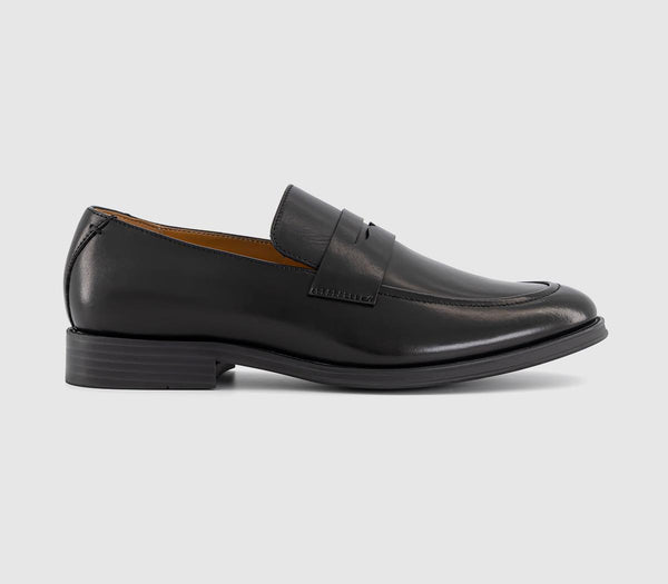 Mens OFFICE Morris Penny Loafers Black Leather