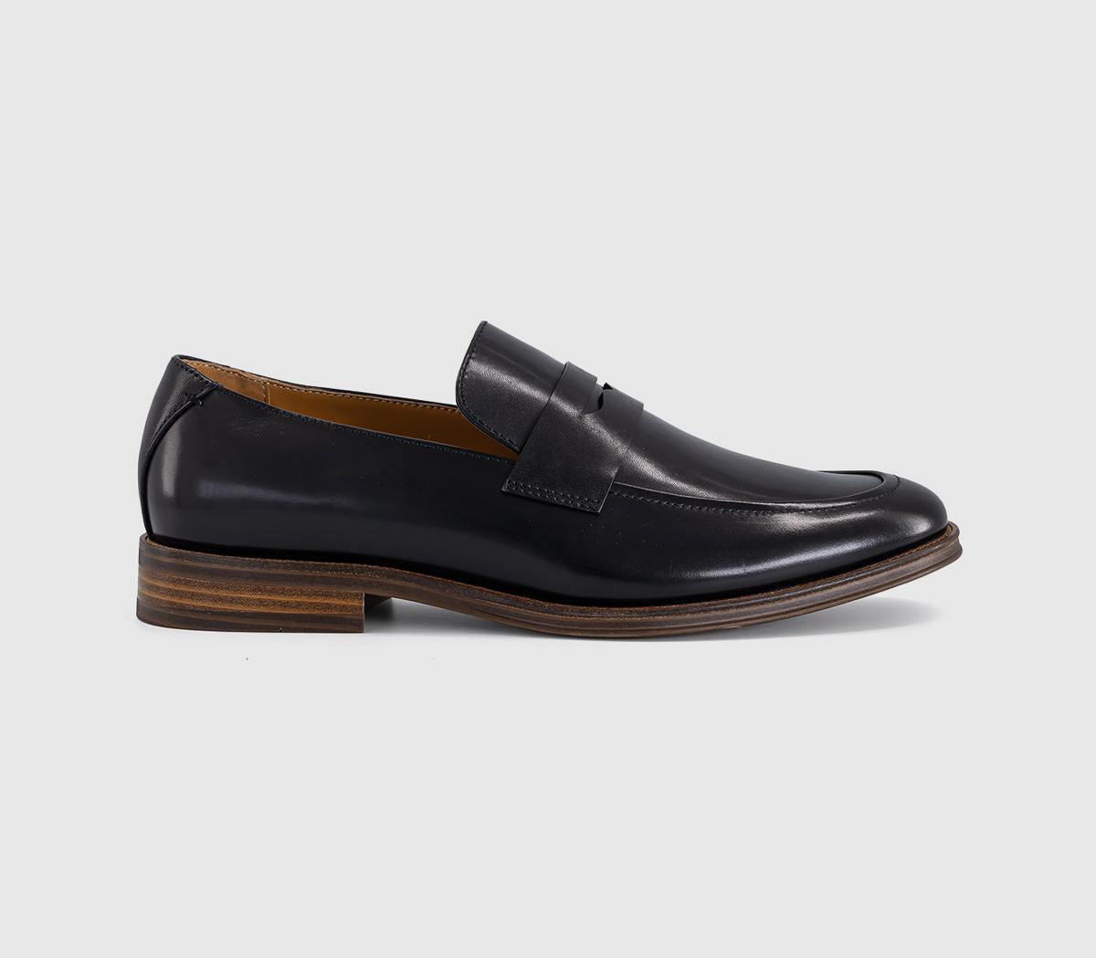 Mens OFFICE Morris Penny Loafers New Black Leather