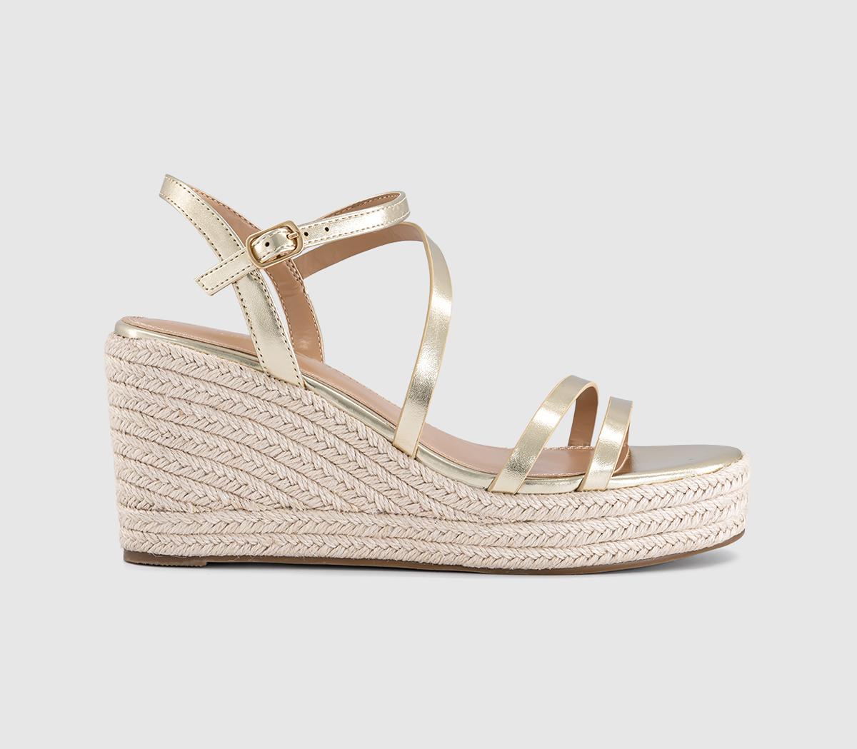 Womens OFFICE Holland Strappy Espadrille Wedges Gold