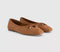 Womens OFFICE Freya Bow Ballerina Flats Tan Faux Suede
