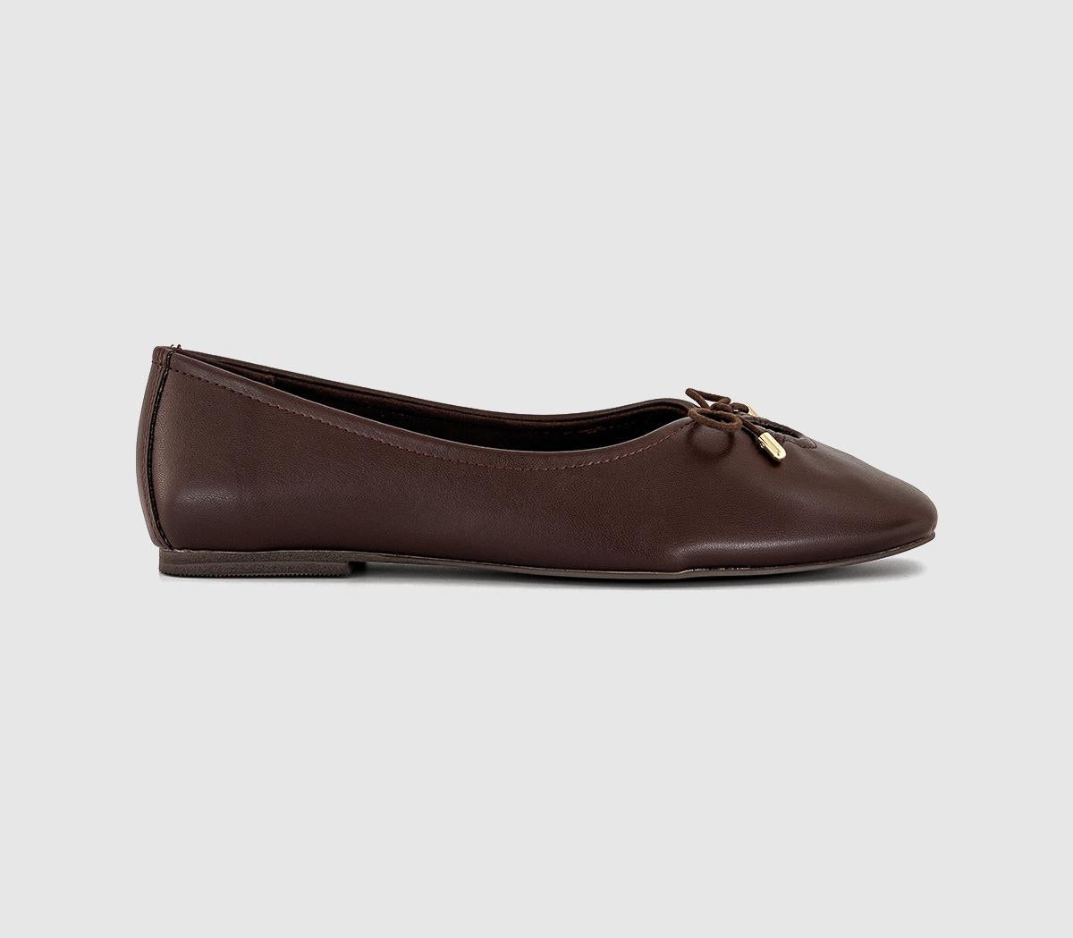 Womens OFFICE Freya Bow Ballerina Shoes Brown