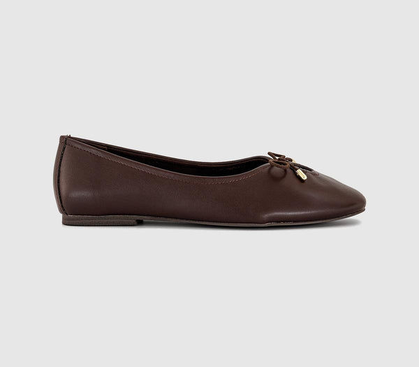 Womens OFFICE Freya Bow Ballerina Shoes Brown