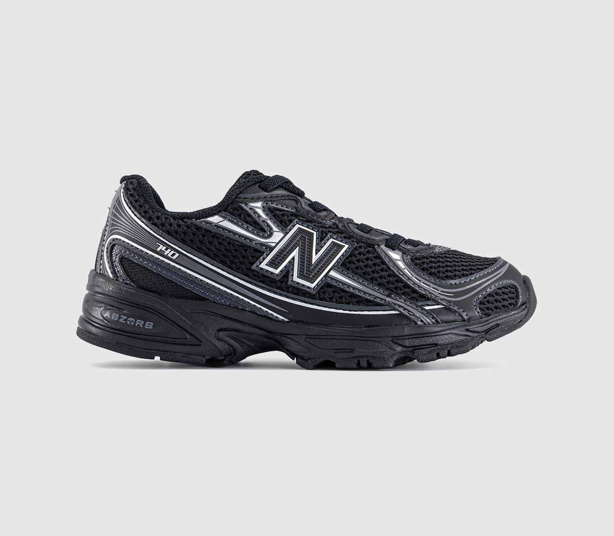 Kids New Balance 740 Youth Trainers Black Silver Metalic Bm